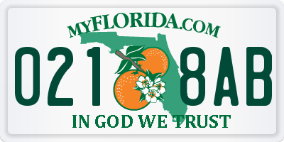 FL license plate 0218AB