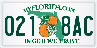 FL license plate 0218AC