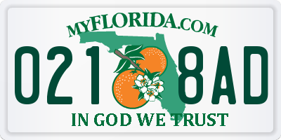 FL license plate 0218AD