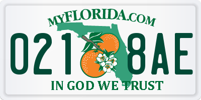 FL license plate 0218AE