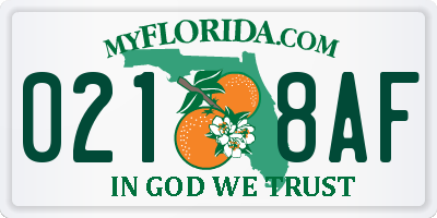 FL license plate 0218AF