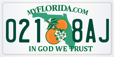 FL license plate 0218AJ