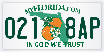 FL license plate 0218AP