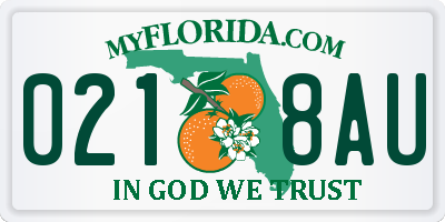 FL license plate 0218AU