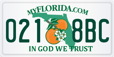 FL license plate 0218BC