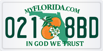 FL license plate 0218BD
