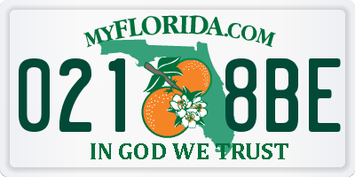 FL license plate 0218BE