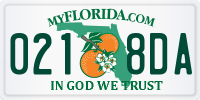 FL license plate 0218DA