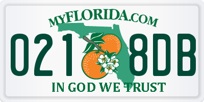 FL license plate 0218DB