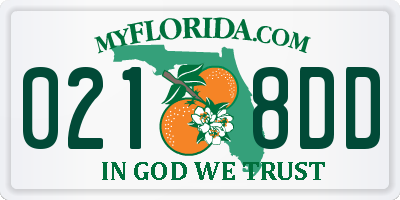 FL license plate 0218DD
