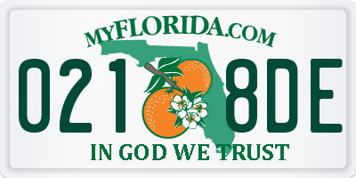 FL license plate 0218DE