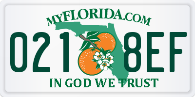 FL license plate 0218EF