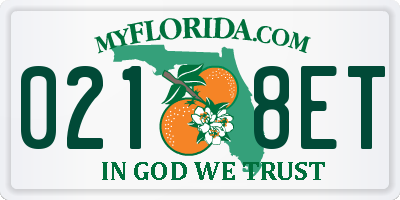 FL license plate 0218ET