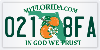 FL license plate 0218FA