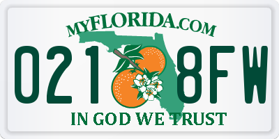 FL license plate 0218FW