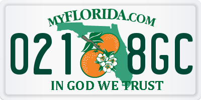 FL license plate 0218GC