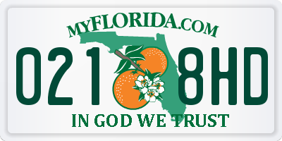 FL license plate 0218HD