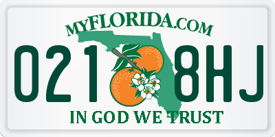 FL license plate 0218HJ