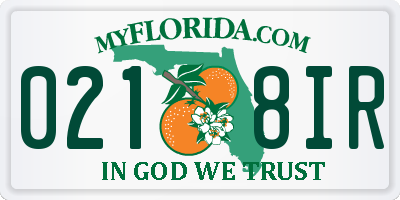 FL license plate 0218IR