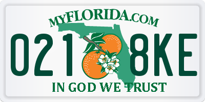 FL license plate 0218KE