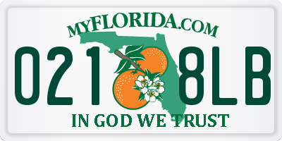 FL license plate 0218LB