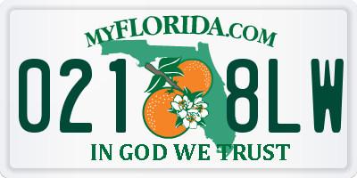 FL license plate 0218LW