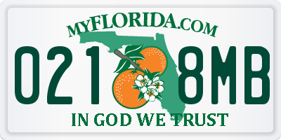 FL license plate 0218MB