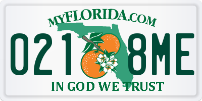 FL license plate 0218ME