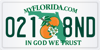 FL license plate 0218ND
