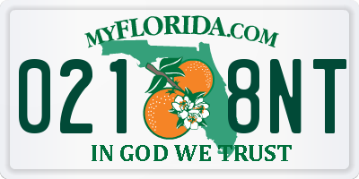FL license plate 0218NT