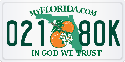 FL license plate 0218OK