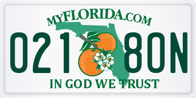 FL license plate 0218ON