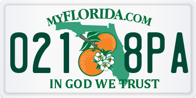 FL license plate 0218PA