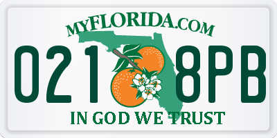 FL license plate 0218PB