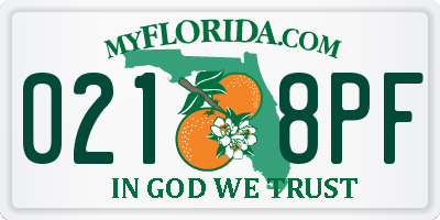 FL license plate 0218PF