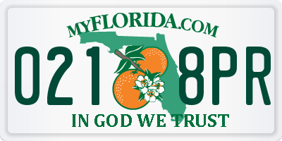 FL license plate 0218PR