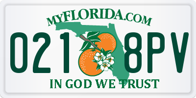 FL license plate 0218PV