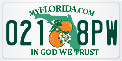 FL license plate 0218PW