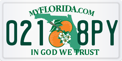 FL license plate 0218PY