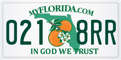 FL license plate 0218RR