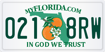 FL license plate 0218RW