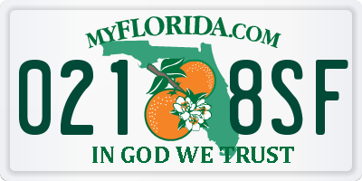 FL license plate 0218SF