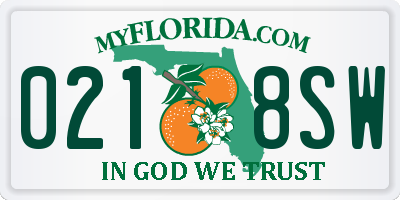 FL license plate 0218SW
