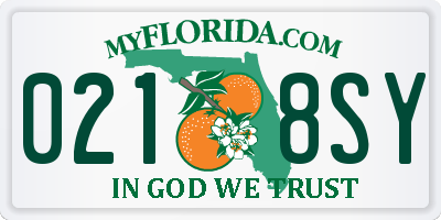 FL license plate 0218SY