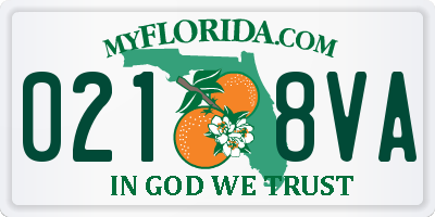 FL license plate 0218VA
