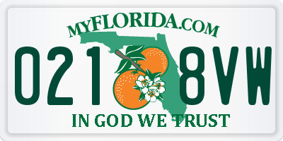 FL license plate 0218VW