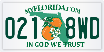 FL license plate 0218WD