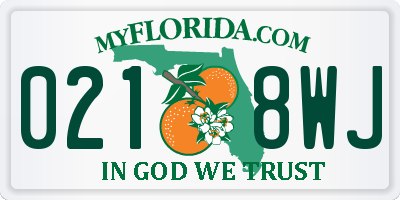 FL license plate 0218WJ