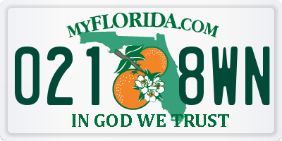 FL license plate 0218WN