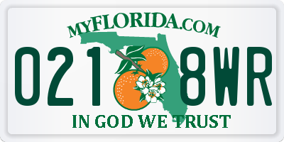 FL license plate 0218WR